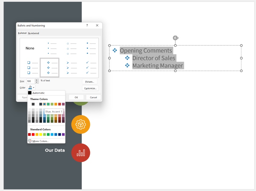 How to change color of bullets in PowerPoint