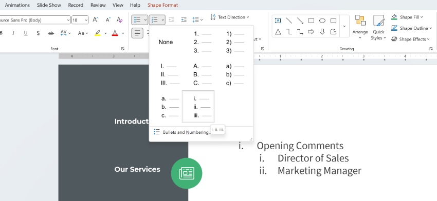 Number PPT bullet points