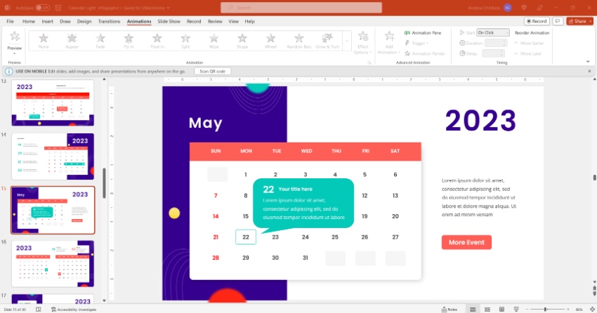 Customize calendar in PowerPoint