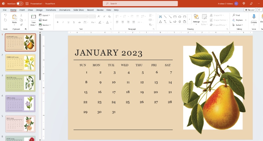 How to insert calendar into PowerPoint