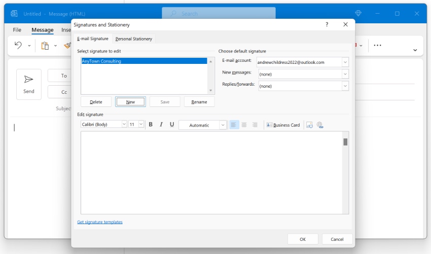 Outlook add email signature