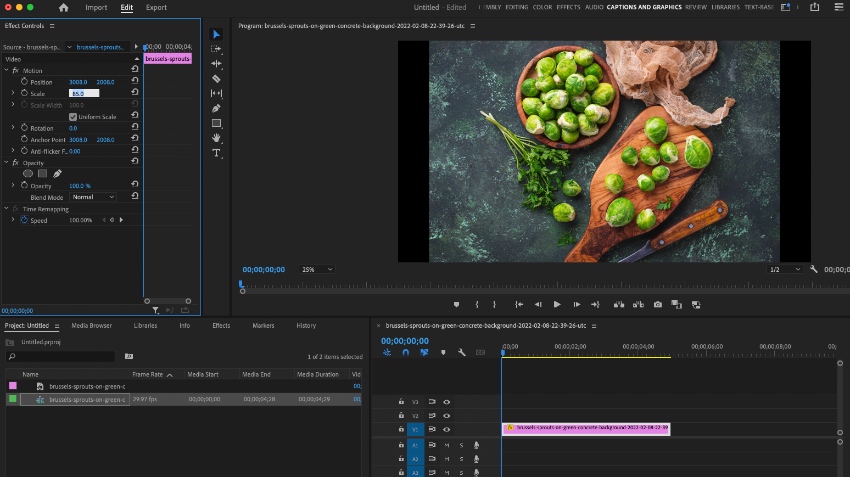 How to change image size in Premiere Pro