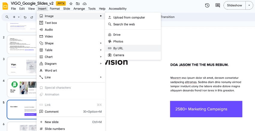 How to add gif to google Slides URL