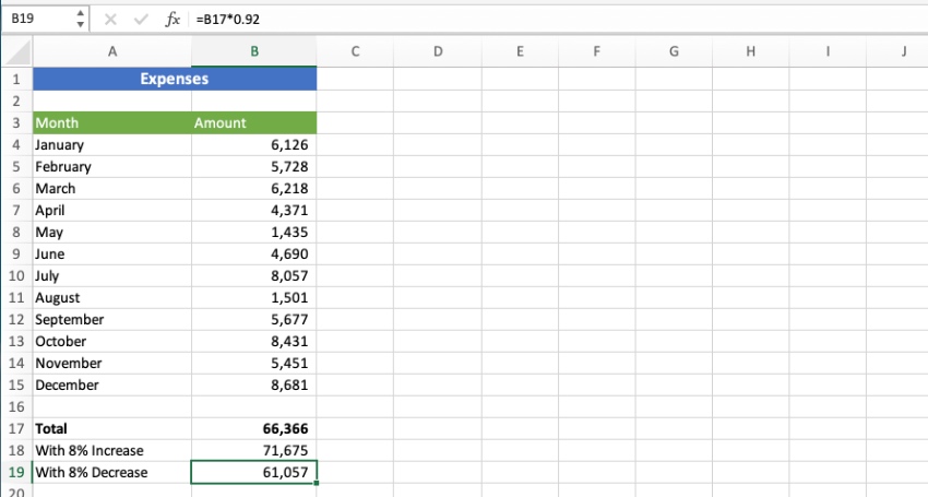 How to calculate percentage in Excel