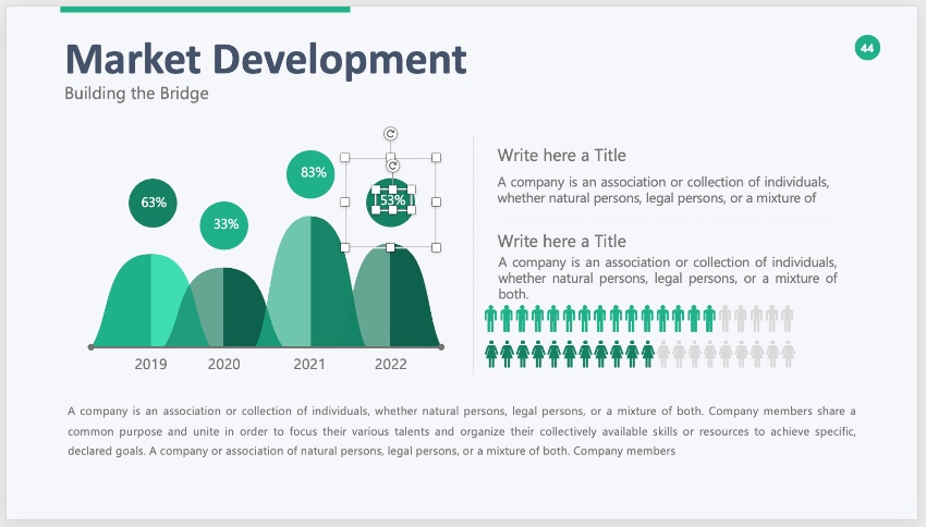 Las plantillas profesionales de PowerPoint ya incluyen infografías listas para editar.