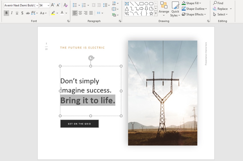 Diseños PowerPoint con texto inspirador en negrita