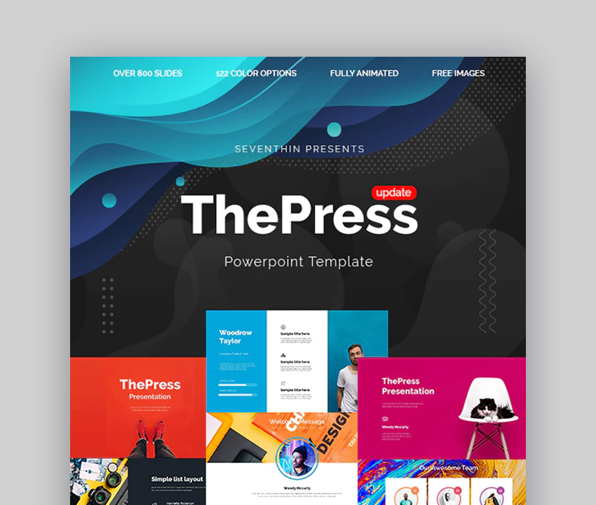 ThePress - Plantilla animada de PowerPoint, diseños PowerPoint