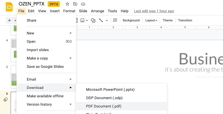 Download Google Slides advanced features