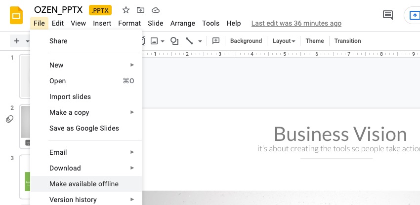 File make available offline Google tools
