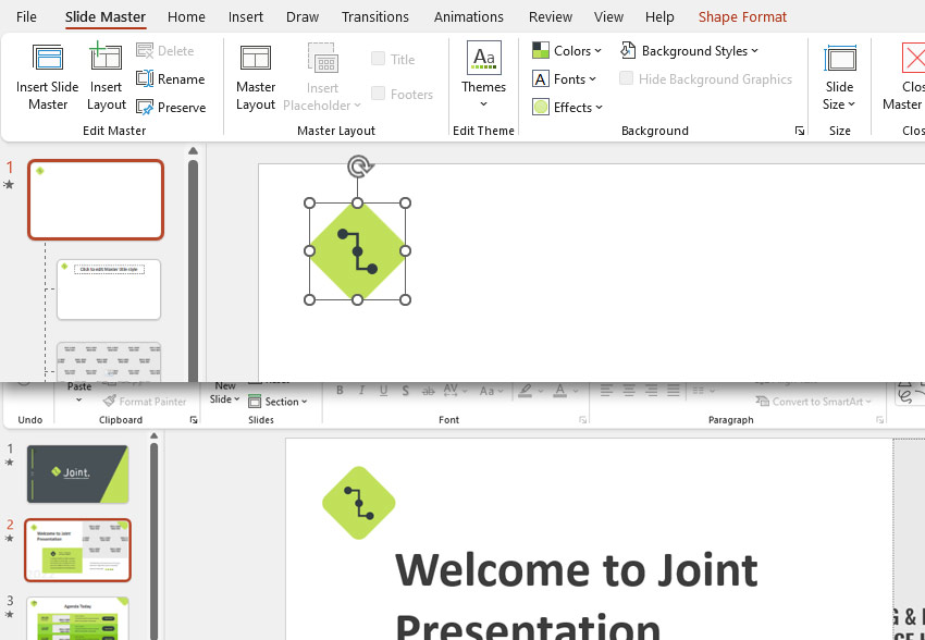 Added slide master MS PPT features