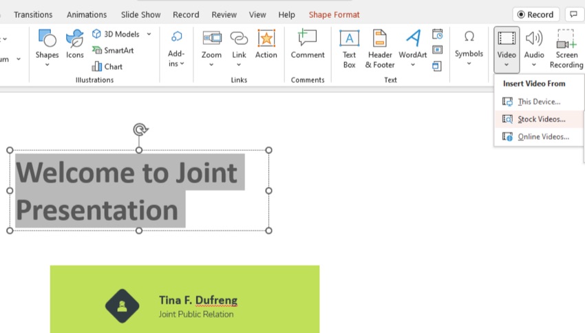 Insert video features of PowerPoint