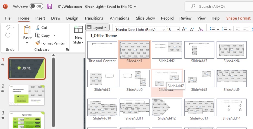 Layouts features of PowerPoint
