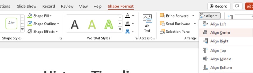 Shape format align MS PPT features