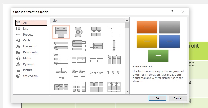 Smartart features of PowerPoint