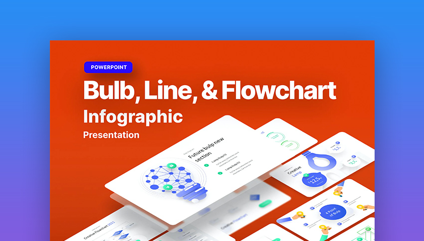 Bulb line flow chart in PowerPoint