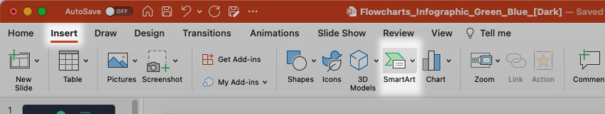 Insert SmartArt menu