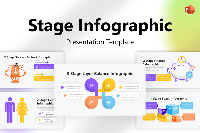 Stage infographic embedded Excel in PPT