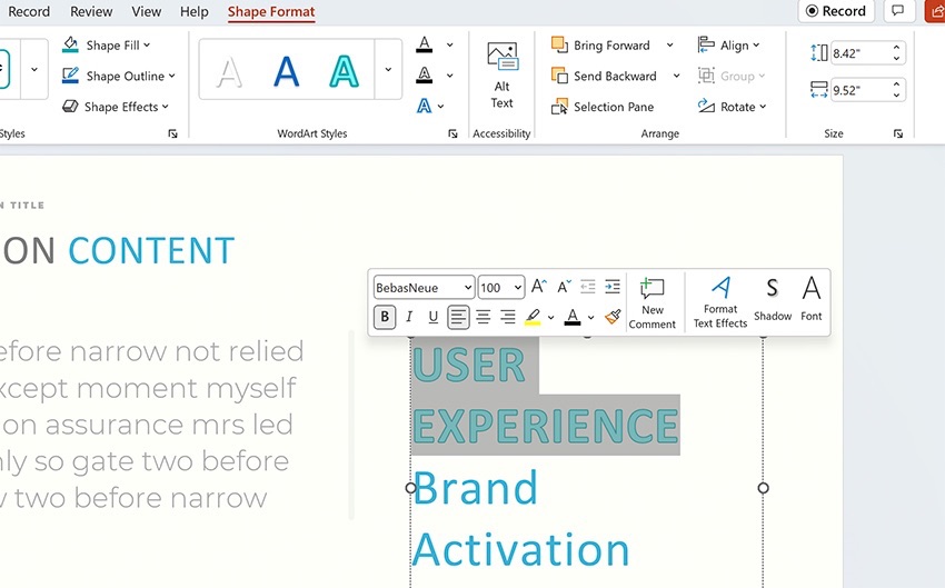 Add text to slide in PowerPoint updated