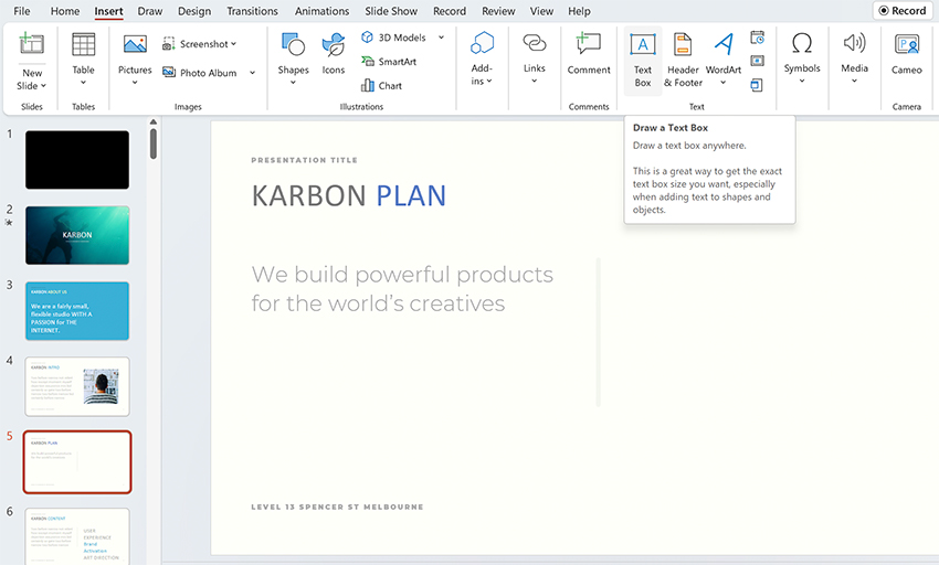 How to add text in PowerPoint