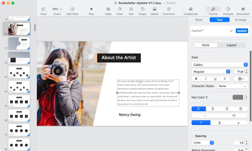 Filled in Keynote placeholder