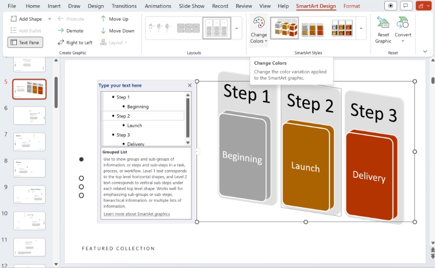 Colorful PowerPoint SmartArt templates