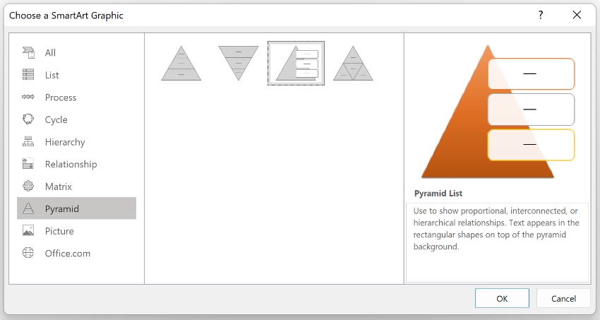 Pyramid PowerPoint SmartArt templates