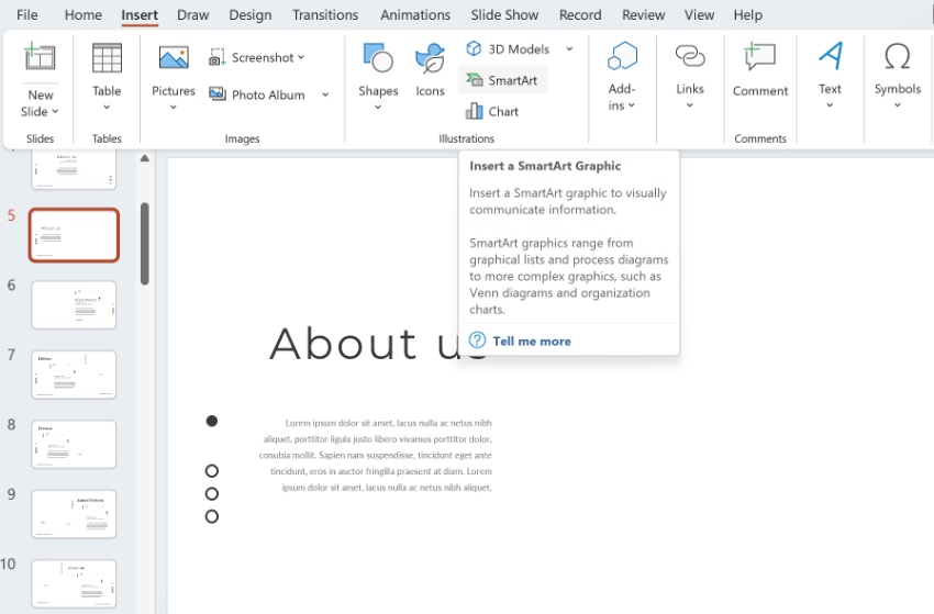 What is SmartArt in PPT
