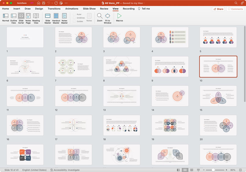 Slide sorter PowerPoint Venn diagram