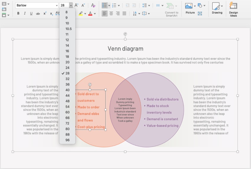 Venn diagram independent items