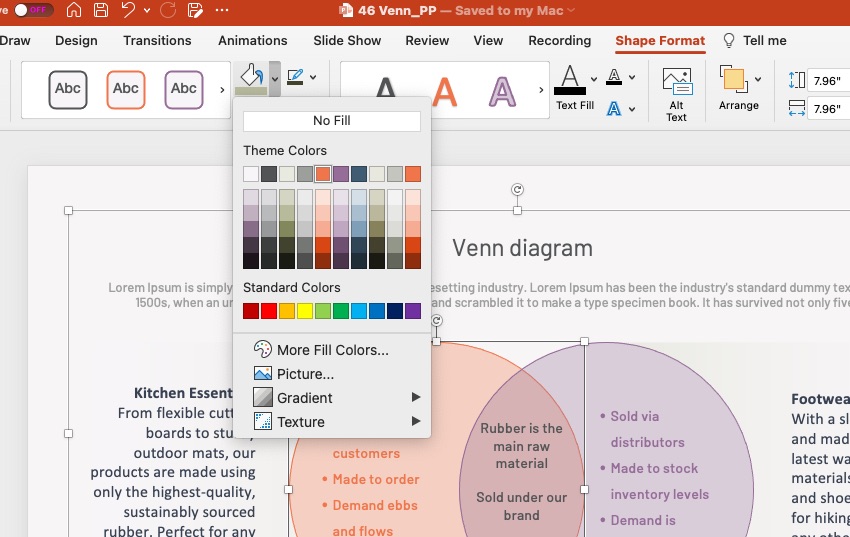 Venn diagram shape color update