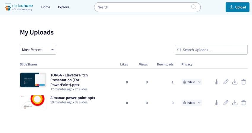 My upload in Slideshare download