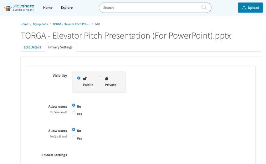 Slideshare downloader controls