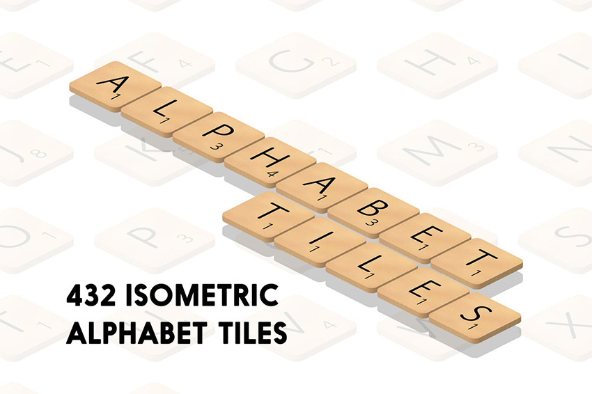 isometric alphabet tiles