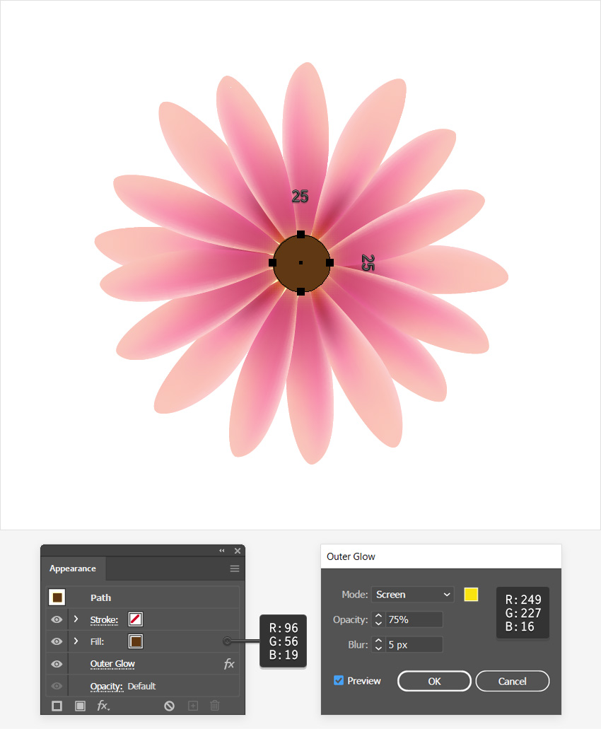 flower center outer glow