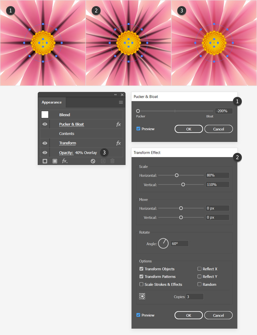pucker bloat transform