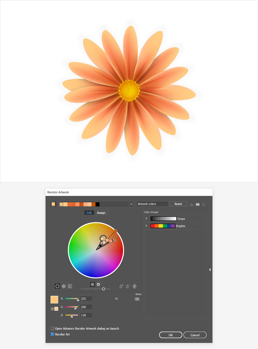 orange flower design