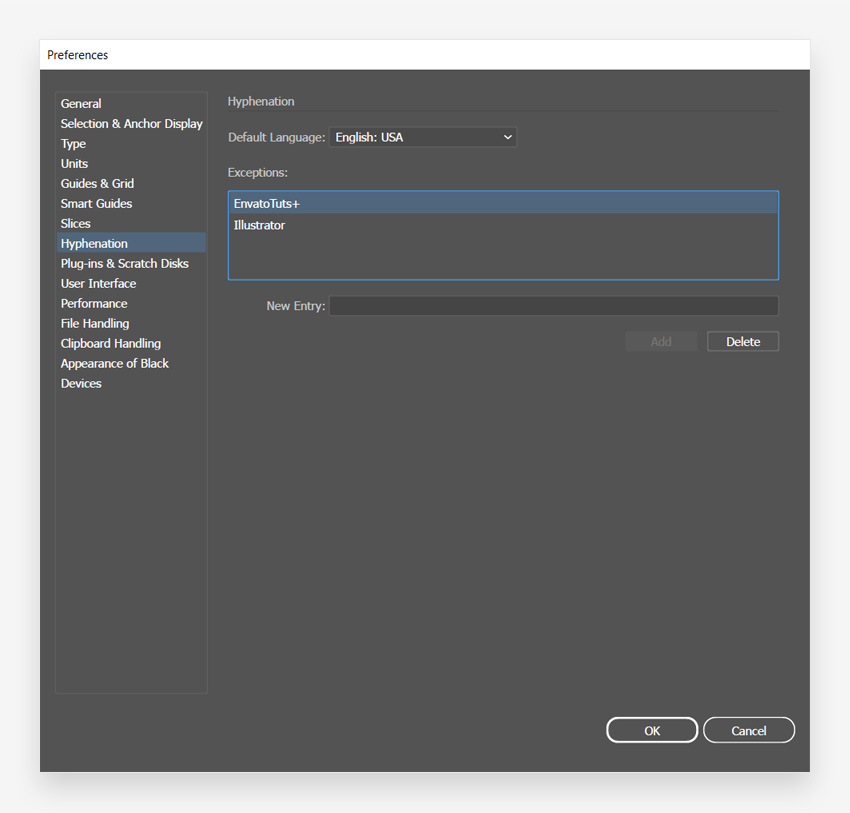 illustrator hyphenation