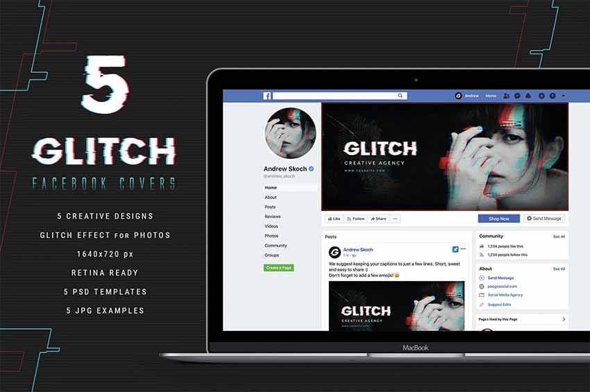 Glitch Text Effect Facebook Covers