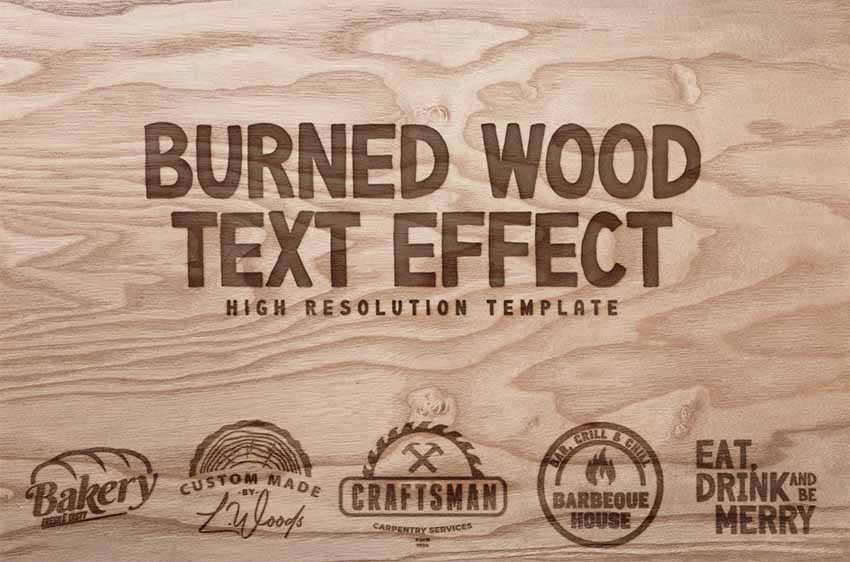 Burned Wood Photoshop Text Effects Template