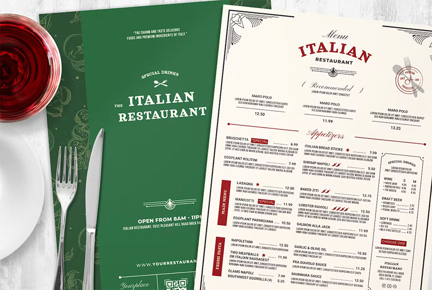 Italian Restaurant Menu Template