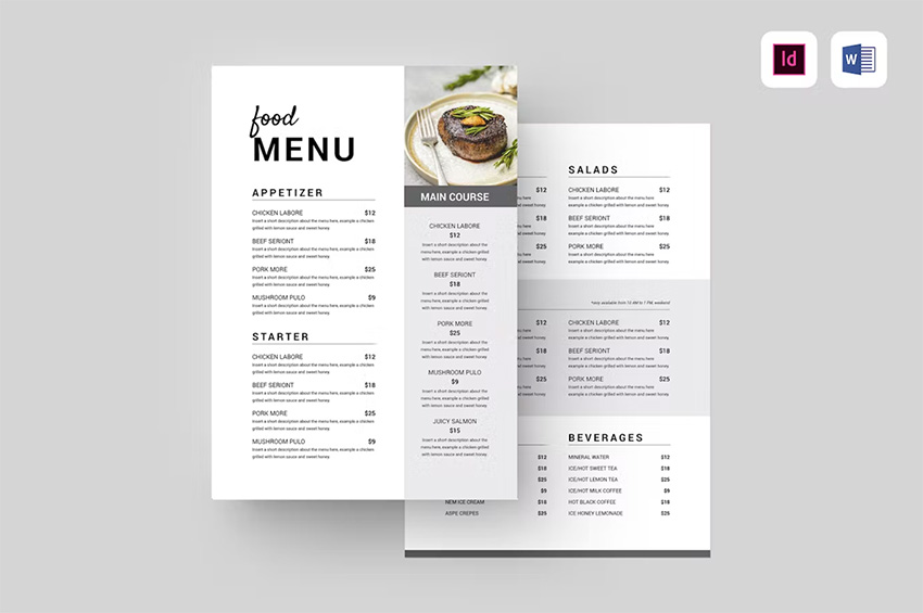 Elegant Cafe Menu