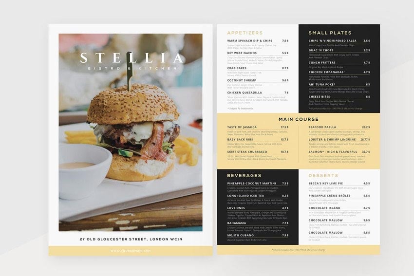 Elegant Cafe Menu