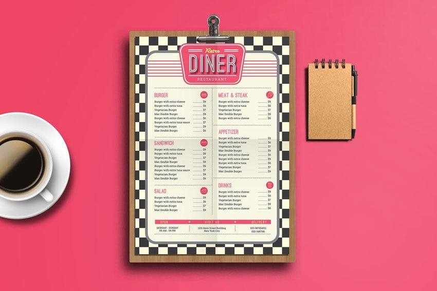 Retro Diner Food Menu