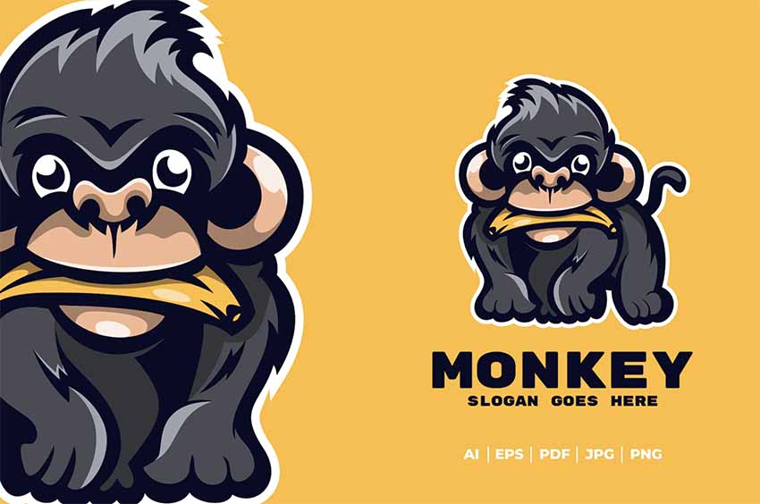 Black Monkey Logo with Banana