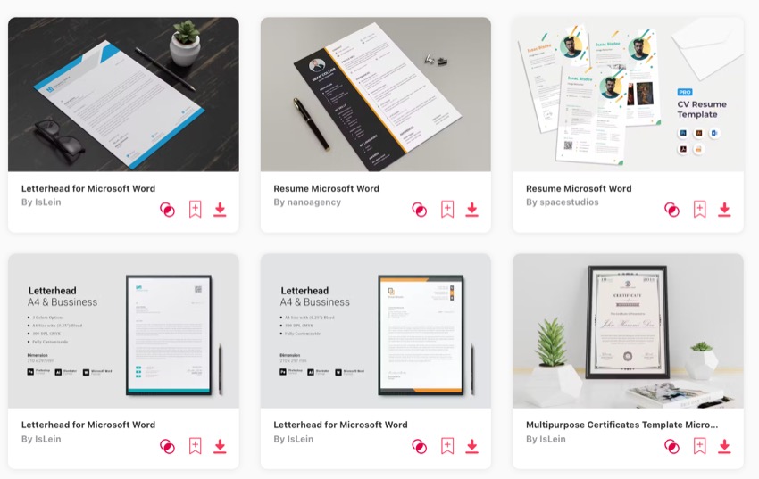 Microsoft word templates from Envato Elements