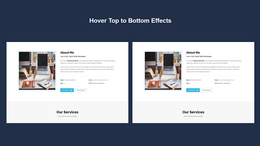 Scroll From Top to Bottom Hover Effects