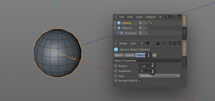 Editing the Platonic parameters in the object options