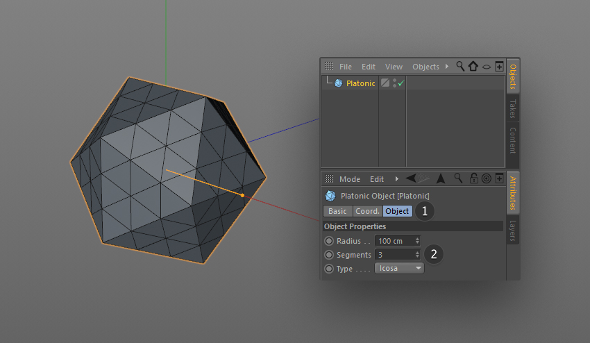 Editing the Platonic parameters in the object options