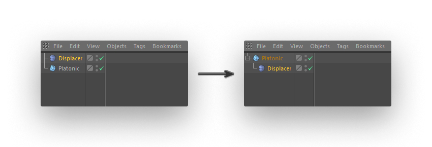 Click and drag the Displacer