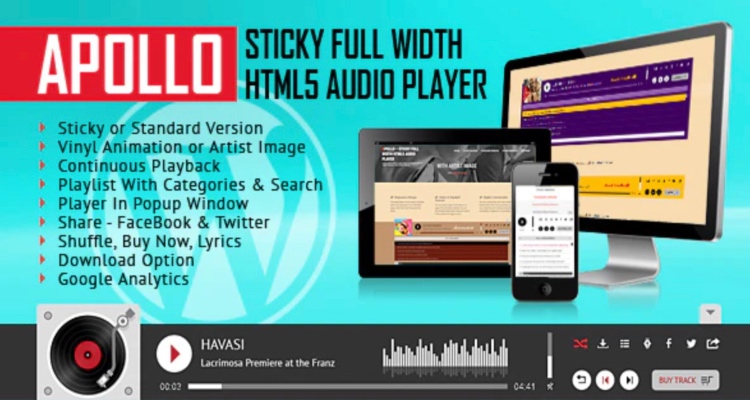 Apollo - Sticky Full Width HTML5 Audio Player